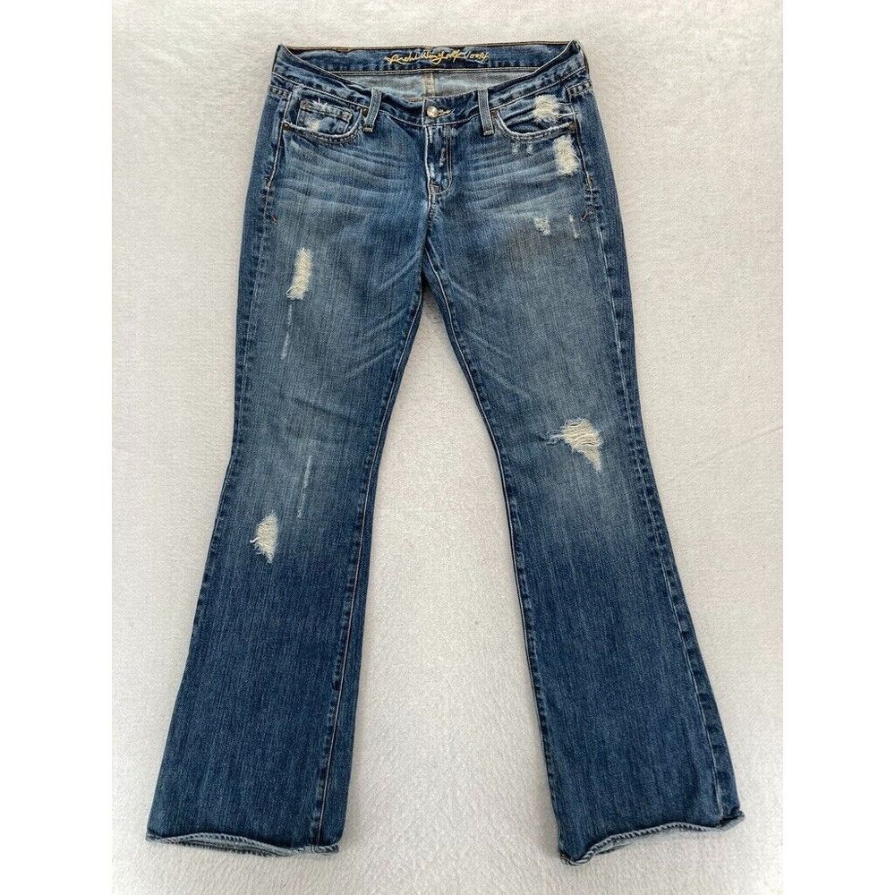 RUEHL‎ 925 Jeans Women's 28x33 Bootcut Medium Wash Blue Distressed Denim Pants